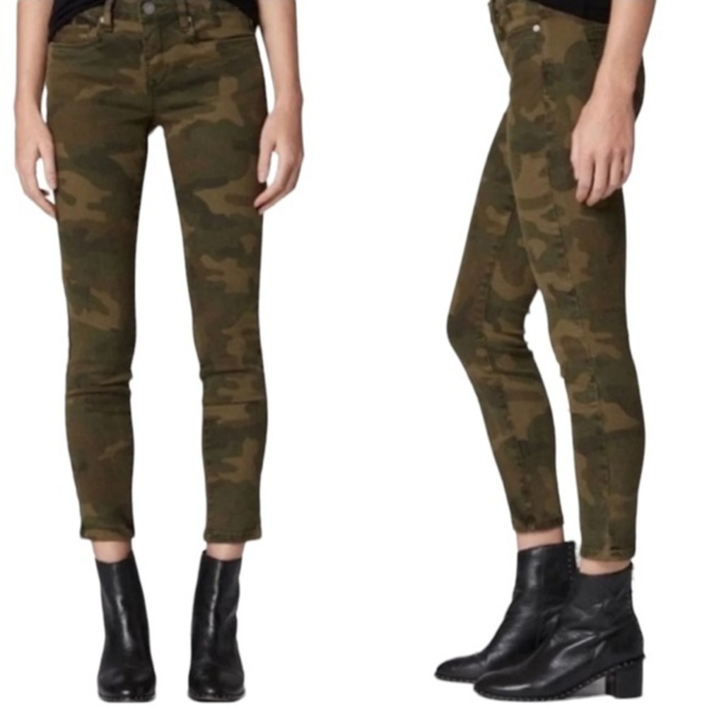 Blank NYC sz 29 green camo The Reade Crop mid-rise skinny 5 pocket stretch jeans
